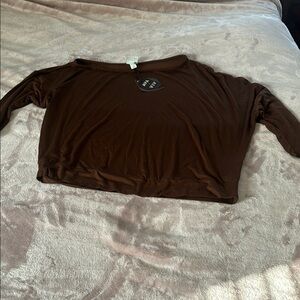 Ava & Viv Brown 3/4 Sleeve one shoulder down